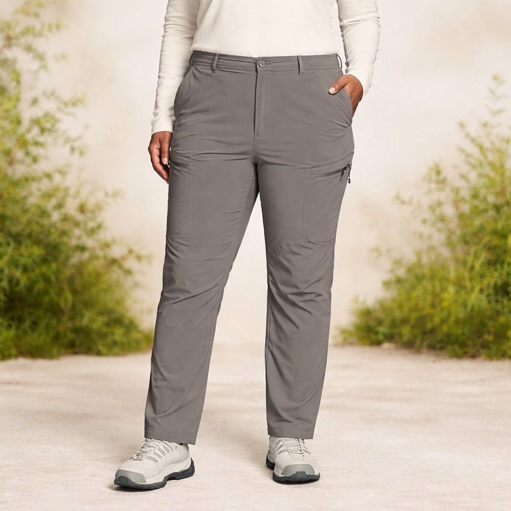 EDDIE BAUER Women Polar Fleece-Lined Straight Leg Pants Size 16 Gray Gorpcore